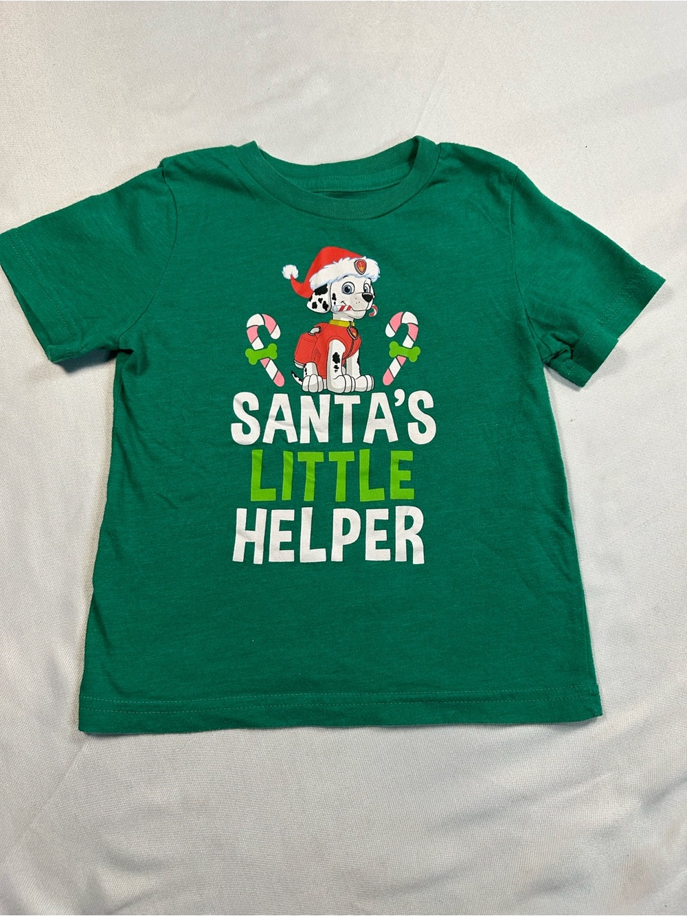 Paw Patrol Christmas Green Toddler Tee with Candy Cane Accents